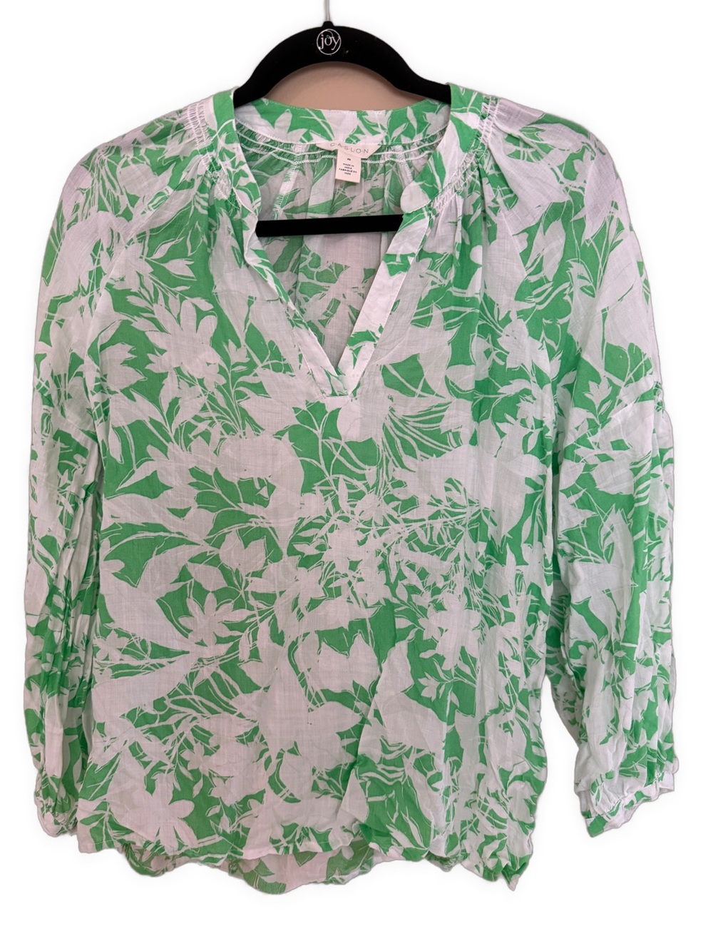Caslon Green and White Floral Peasant Tunic